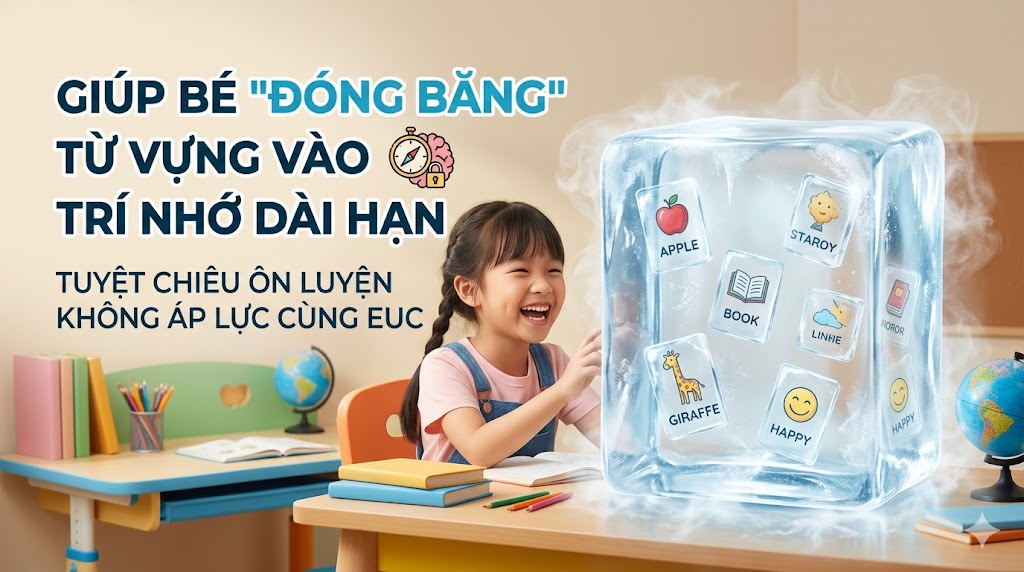 GIÚP BÉ "ĐÓNG BĂNG" TỪ VỰNG VÀO TRÍ NHỚ DÀI HẠN: TUYỆT CHIÊU ÔN LUYỆN KHÔNG ÁP LỰC TỪ EUC